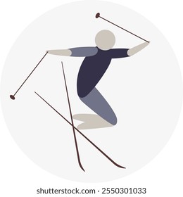 Freestyle Skiing competition icon. Colorful sport sign.  