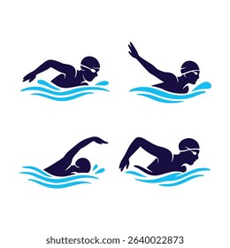 freestyle swim graphic icon logo