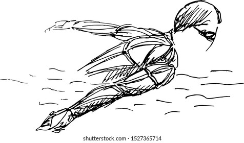 Freestyle Swimmer Black Silhouette. Vector of swimmers are swimming in swimming pool