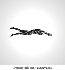 Freestyle Swimmer Silhouette. Sport pro swimming vector