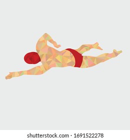 Freestyle Swimmer Silhouette. Sport swimming vector eps10