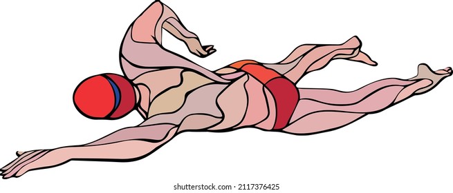 Freestyle Swimmer Silhouette. Sport swimming