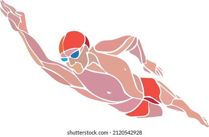 Freestyle Swimmer Silhouette. Sport swimming