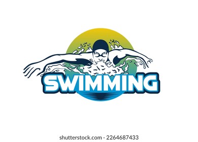 freestyle swimming person vector illustration for swimming sport athlete logo design