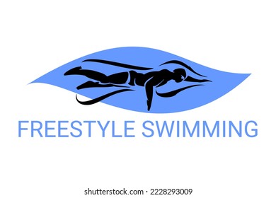 freestyle swimming sport vector line icon. sport pictogram, vector illustration.