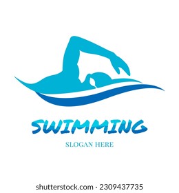 freestyle swimming stroke logo design vector illustration