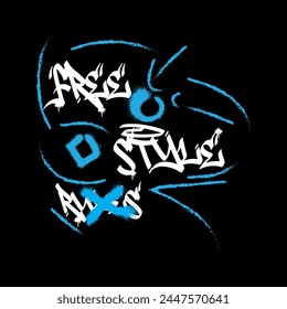 FreeStyle typography hipster street art graffiti slogan print with neon spray effect for graphic tee t shirt - Vector