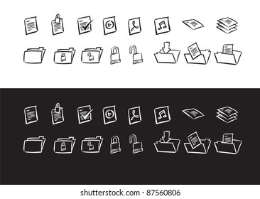 Freestyle Web Icons - files & folders A set of vector illustrated web icons in a more painterly style. Fully editable