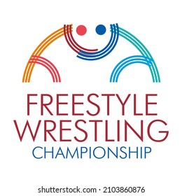 Freestyle Wrestling Championship logo. Stylish line graphics 