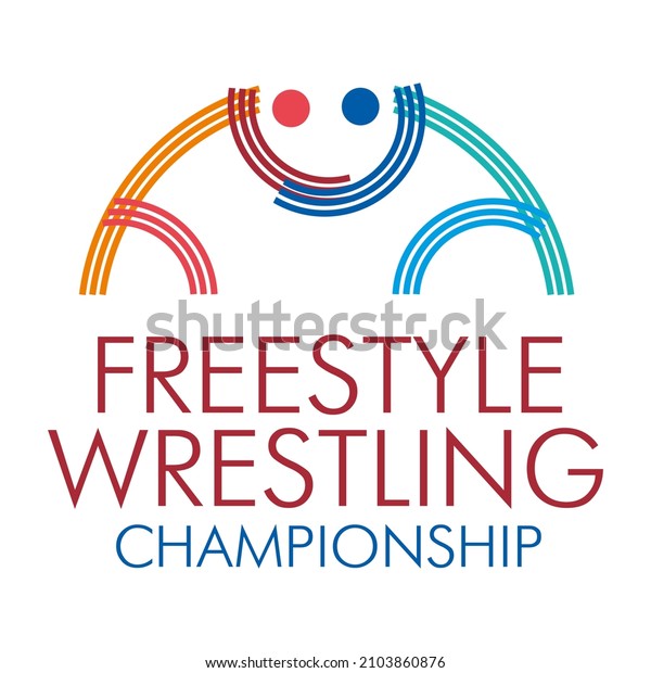 Freestyle Wrestling Championship logo. Stylish line\
graphics 