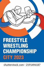 Freestyle Wrestling Championship. Sports Poster