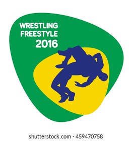 Freestyle Wrestling Icon, Vector Illustration