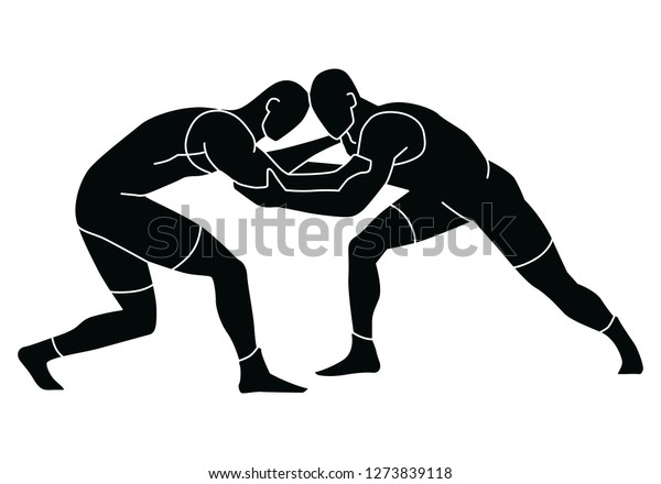 Freestyle wrestling. Wrestlers silhouettes.\
Vector shape\
graphics