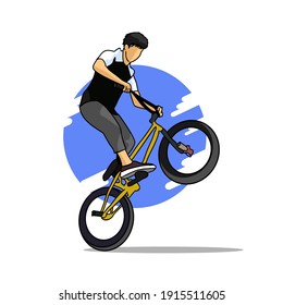 freestyler jumping shows his ability to play a bicycle. gooding for t-shirts, stickers, wall decorations, etc. eps file