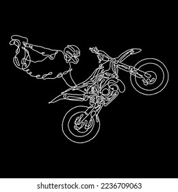 Freestyler motocross rider with abstract line vector