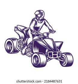 Freestyler Riding ATV quad bike extreme sport vector illustration 