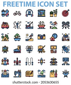 Freetime icon set filled outline design