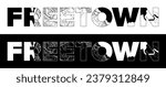 Freetown City Name (Sierra Leone, Africa) with black white city map illustration vector