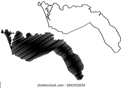 Freetown City (Republic of Sierra Leone, Salone, Western Area Region) map vector illustration, scribble sketch City of Freetown map