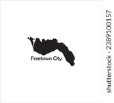 Freetown City Sierra Leone map and black letter design on white background