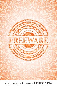 Freeware abstract emblem, orange mosaic background
