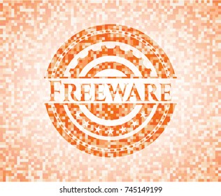 Freeware abstract emblem, orange mosaic background