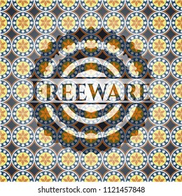Freeware arabic badge background. Arabesque decoration.