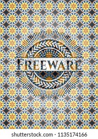 Freeware arabic style badge. Arabesque decoration.