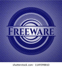 Freeware badge with denim background