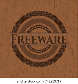 Freeware badge with wood background