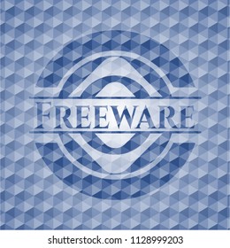 Freeware blue emblem with geometric pattern.