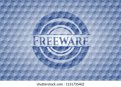 Freeware blue emblem with geometric pattern.