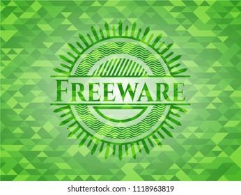 Freeware green emblem with mosaic background