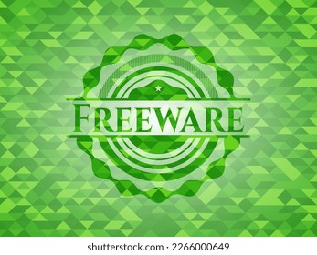 Freeware green emblem with mosaic ecological style background. Vector Illustration. Detailed. 