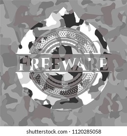 Freeware on grey camouflage texture