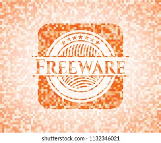 Freeware orange mosaic emblem with background