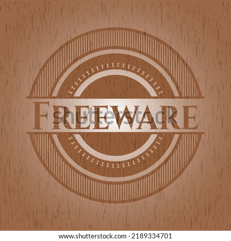 Freeware realistic wooden emblem. Vector Illustration. 