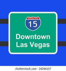 freeway to downtown Las Vegas sign illustration