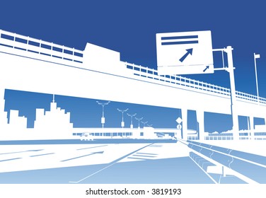 Freeway Interchange on the blue sky, Moscow