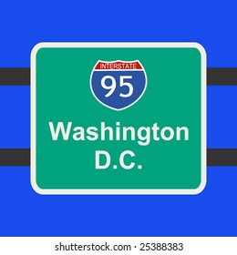 freeway to Washington DC sign illustration