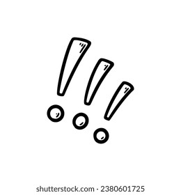 Freewritten exclamation mark. Doodle illustration of scream, talk, angry emotion, aggression expression. Attention or stop sign