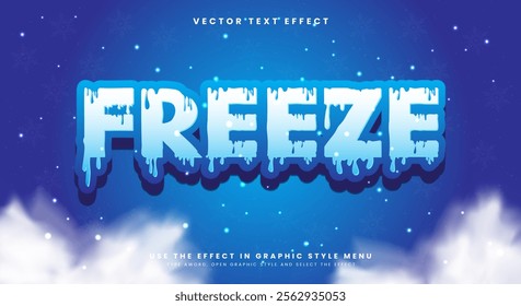 Freeze 3d editable text effect template Suitable for snowy Background