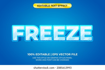 freeze 3d text effect with blue ice theme. typography freeze for banner cold drink or beverage products.