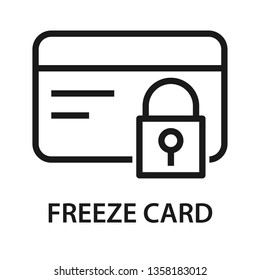 Freeze card icon. Credit card with lock icon. Stroke outline style. Vector. Isolate on white background.
