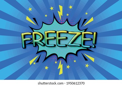 FREEZE Comic Speech 3d Text Style Effect high resolution background