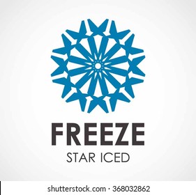 Freeze of crystal star abstract vector and logo design or template iced cold business icon of company identity symbol concept