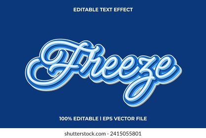 freeze editable font. typography template text effect. lettering vector illustration logo