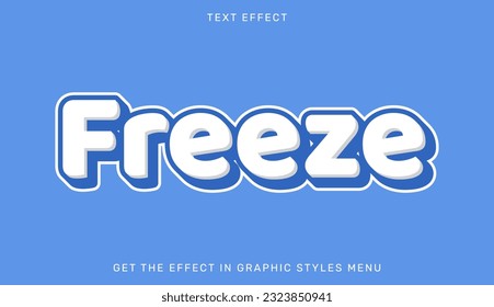 Freeze editable text effect in 3d style. Text emblem for advertising, branding and business logo