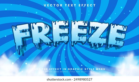 Freeze editable text effect template with ice style background