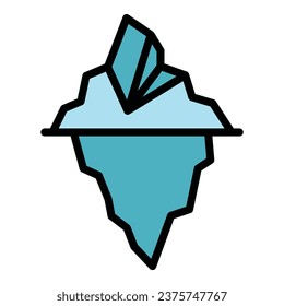 Freeze iceberg icon outline vector. Glacier ice. Water sea color flat